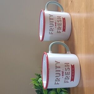 JAMIE OLIVER "Fruity and Fresh Just Like My Tea" Set Of 2 Ceramic Mugs